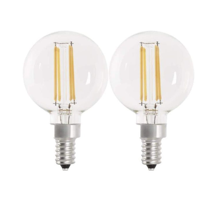 Feit Electric 60-Watt Equivalent G16.5 Candelabra Dimmable Filament ENERGY STAR Clear Glass LED Light Bulb, Soft White (2-Pack)
