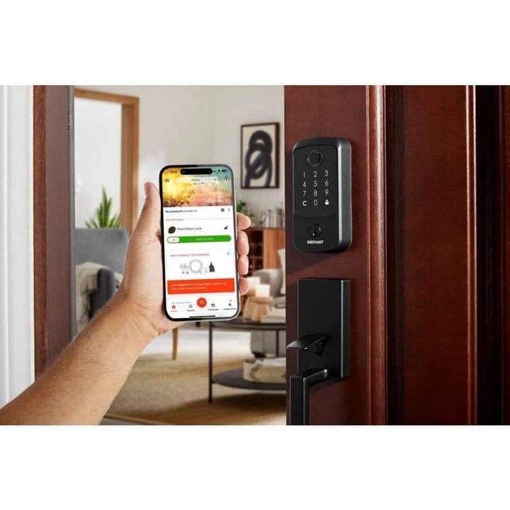 Defiant Hubspace Matte Black Square Biometric Fingerprint Electronic Touchpad Deadbolt