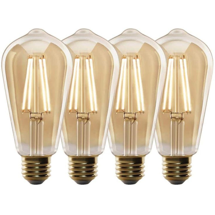 Feit Electric 60-Watt Equivalent ST19 Dimmable Amber Glass Vintage Edison LED Light Bulb With Vertical Filament Warm White (4-Pack)