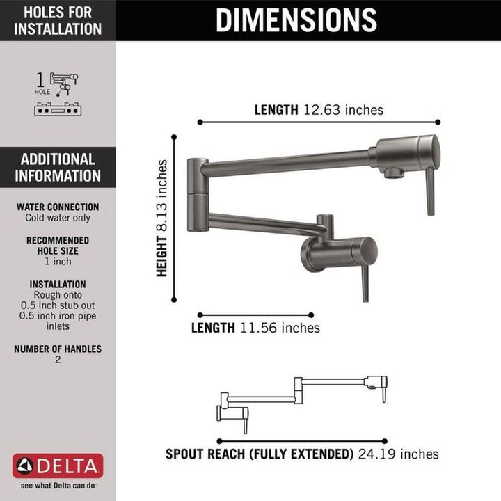Delta Black Stainless 1-Handle Deck Mount Pot Filler Handle/Lever Residential Kitchen Faucet