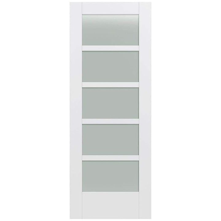 32 in. x 80 in. MODA Primed PMT1055 Solid Core Wood Interior Door Slab w/Translucent Glass