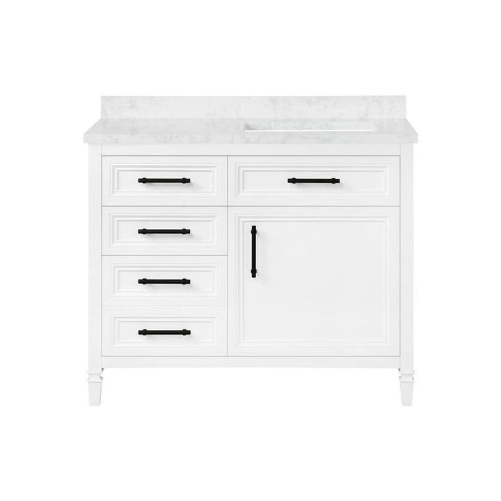Aiken 42 in. W x 22 in. D Bath Vanity in White with Cultured Marble Vanity Top in White with white Basin