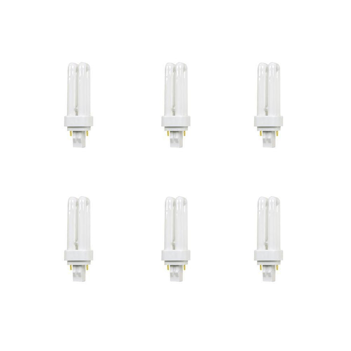 13W Equiv PL CFLNI Quad Tube 2-Pin Plug-in GX23-2 Base Compact Fluorescent CFL Light Bulb, Cool White 4100K (6-Pack) - Super Arbor