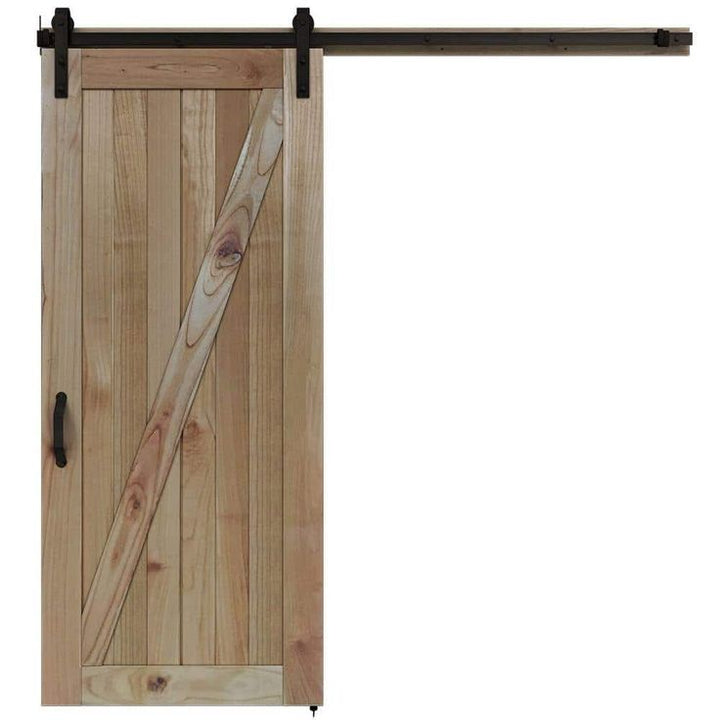 36 in. x 84 in. Rustic Unfinished Wood Sliding Barn Door with Hardware Kit