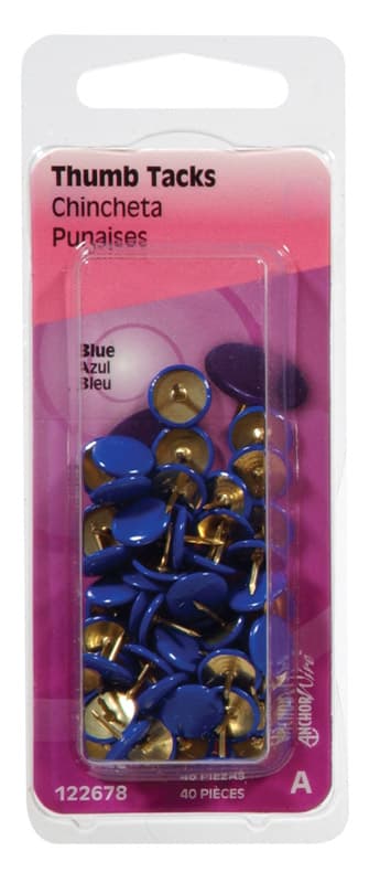 Hillman Blue Push Pins, 40 Pack