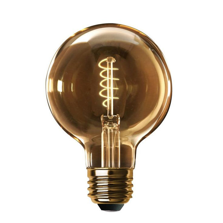 Feit Electric 60-Watt Equivalent G40 Dimmable LED Amber Glass Vintage Spiral Filament Edison Light Bulb Warm White (2-Pack)