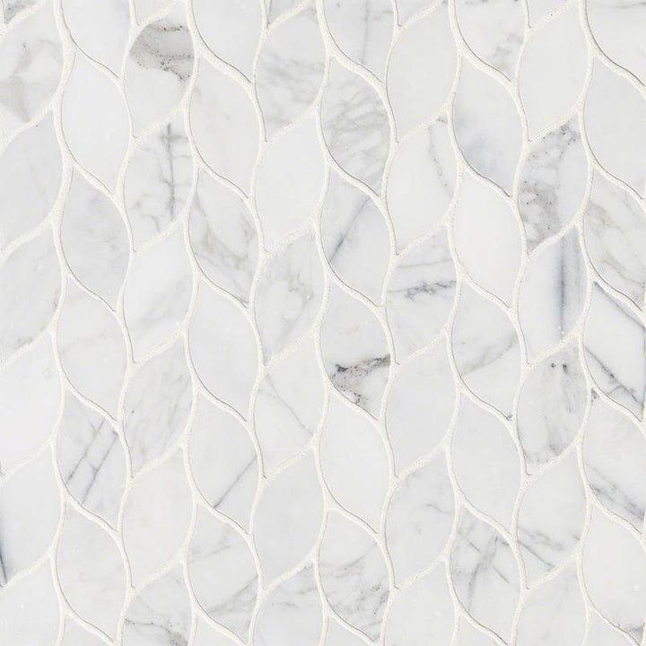 MSI Calacatta Blanco 12 in. x 13 in. x 10mm Polished Marble Mesh-Mounted Mosaic Tile (10.80 sq. ft./case)