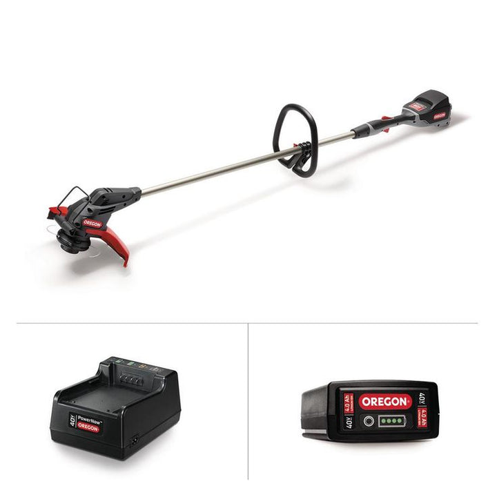 Oregon 40-Volt Lithium-Ion Cordless Straight Shaft String Trimmer with 4.0 Ah Battery and Charger