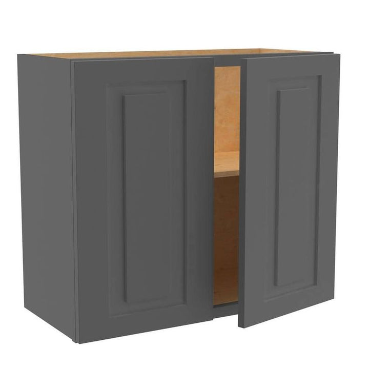 Home Decorators Collection Grayson 27 in. W x 12 in. D x 24 in. H Assembled Plywood Wall Bridge Kitchen Cabinet in Deep Onyx with Soft Close