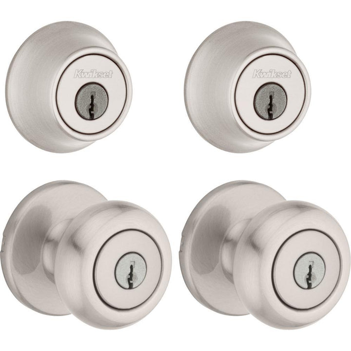 Cove Satin Nickel Single-Cylinder Deadbolt Combo Pack (2-Pack) - Super Arbor