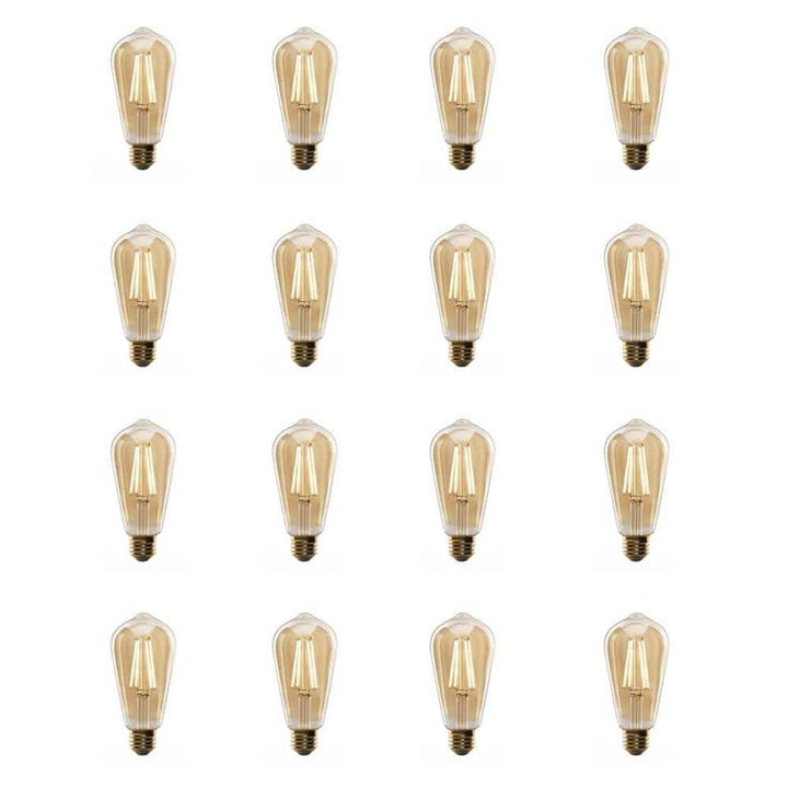 Feit Electric 60-Watt Equivalent ST19 Dimmable LED Amber Glass Vintage Edison Light Bulb With Straight Filament Warm White (16-Pack)