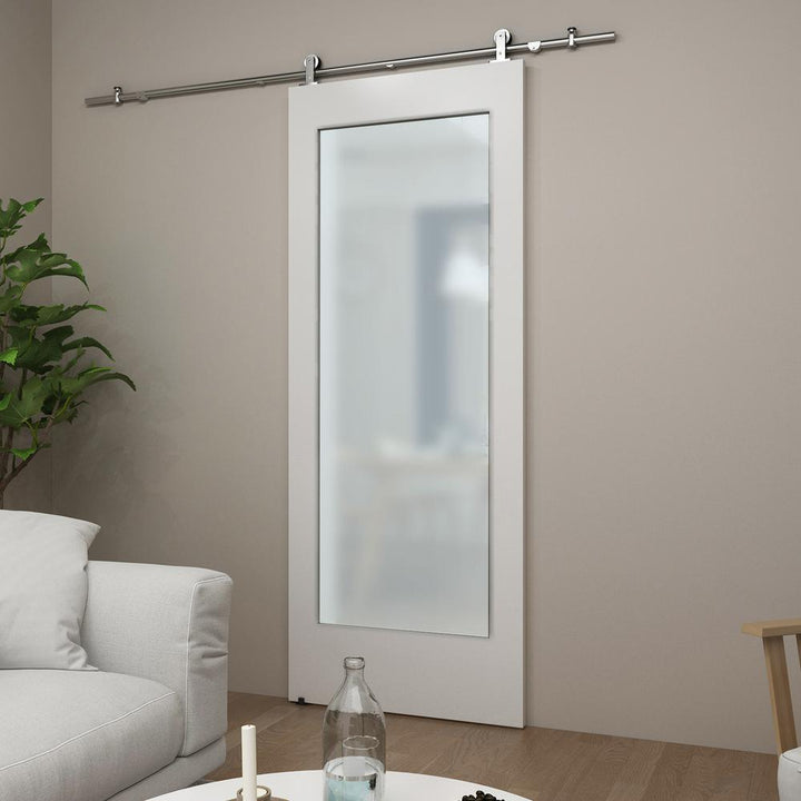 33 in. x 84 in. Unfinished Clear Pine 1-Lite Interior Barn Door Slab - Super Arbor