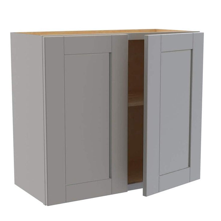 Home Decorators Collection Washington Veiled Gray Plywood Shaker Assembled Wall Kitchen Cabinet Soft Close 27 in. W 12 D in. 24 in. H