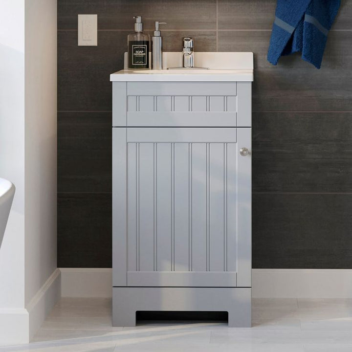 Style Selections Ellenbee 18-in Gray Single Sink Bathroom Vanity with White Cultured Marble Top