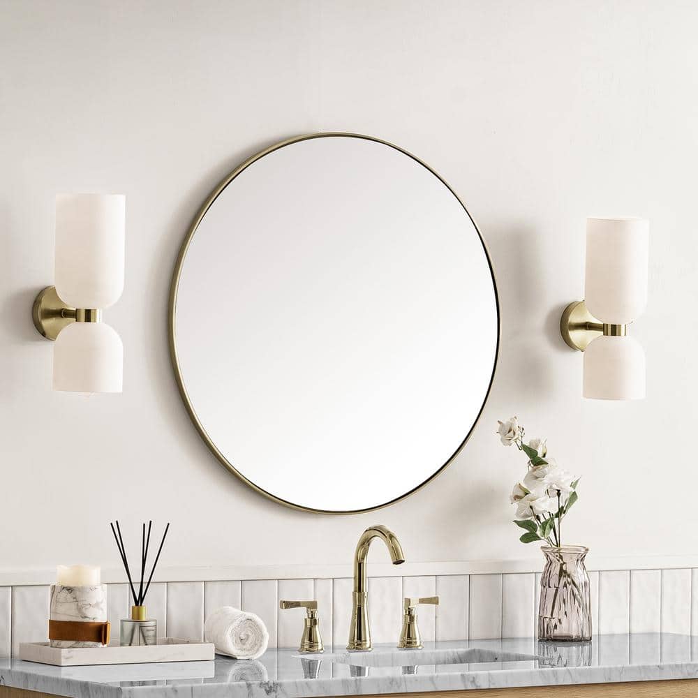 James Martin Vanities Rohe 30" Rectangular Bathroom Mirror, Champagne Brass