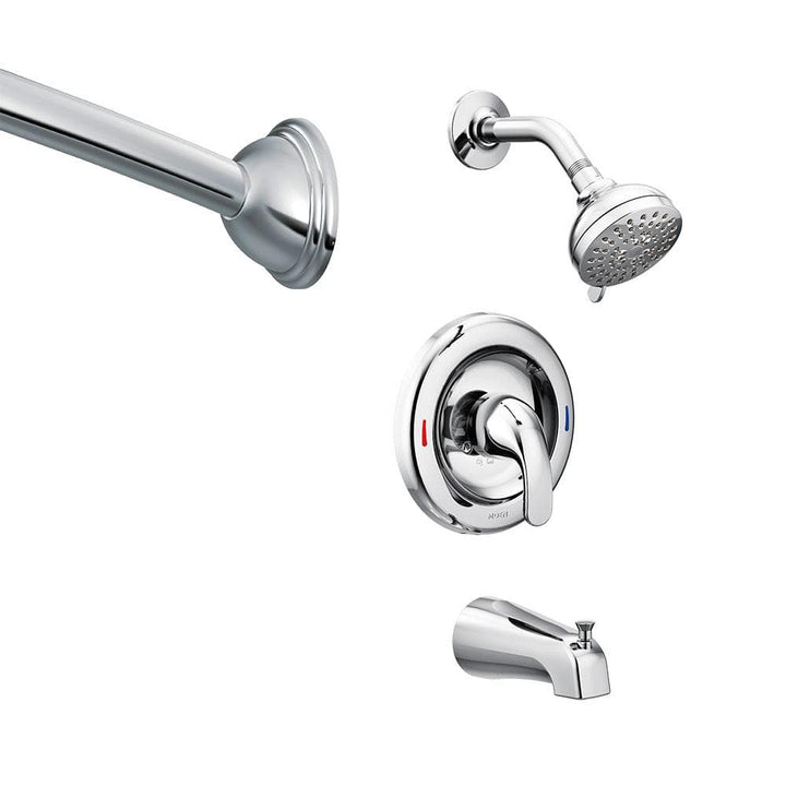 Moen Adler Single-Handle 4-Spray Tub and Shower Faucet with Shower Rod in Chrome (Valve Included)