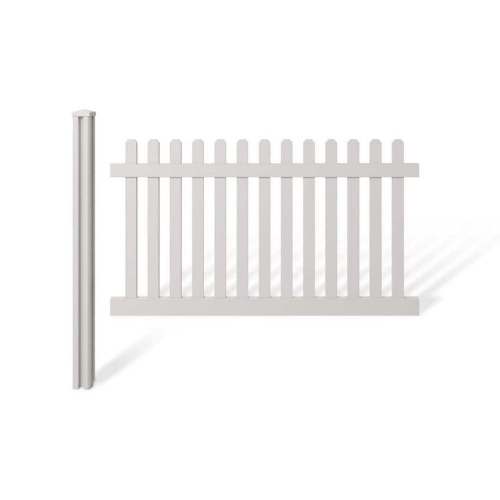 WamBam Fence 4 ft. H x 7 ft. W Premium Vinyl Classic Picket Fence Panel with Post and Cap