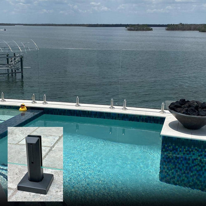 ClearView GLASS RAILINGS 18 in. x 39 in. CVGR Hercules Glass Panel with 2 Square Matte Black Spigots