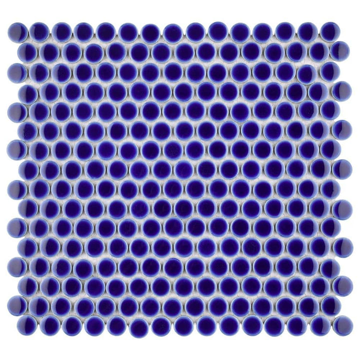 Merola Tile Hudson Penny Round Cobalt 12 in. x 12-5/8 in. x 5 mm Porcelain Mosaic Tile (10.74 sq. ft. / case)