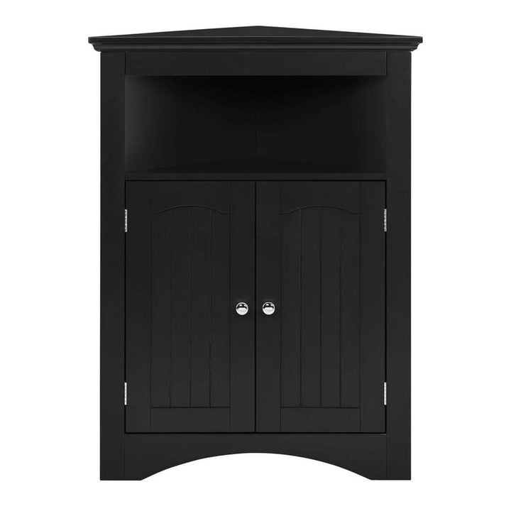 Aoibox 24 in. W x 12 in. D x 32 in. H in Coffee Assembled Floor Corner Cabinet with Doors and Shelves for Bathroom, Kitchen