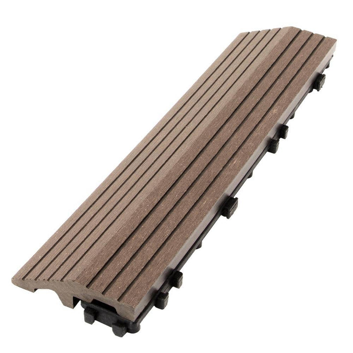 CREATIVE SURFACES 3 in. x 12 in. Composite Deck Tile Edge Trim in Cypress (4-Pieces Per Box)