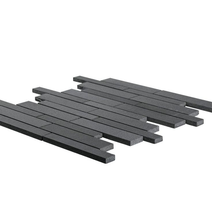 Jeffrey Court Tarmac Gray 10 in. x 11.875 in. x 8 mm Interlocking Honed Natural Stone Mosaic Tile