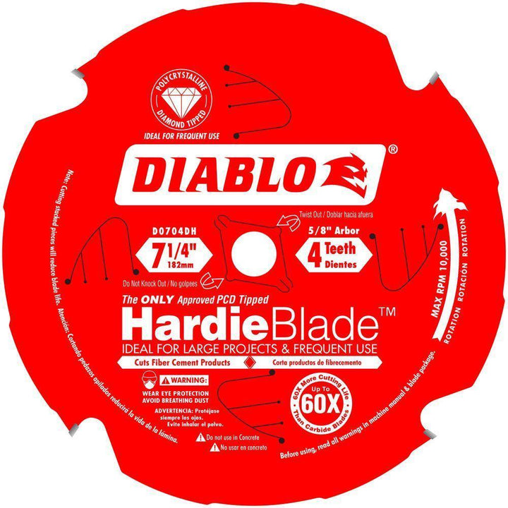 7-1/4 in. x 4-Teeth Polycrystalline Diamond (PCD) Tipped James Hardie/Fiber Cement Saw Blade - Super Arbor