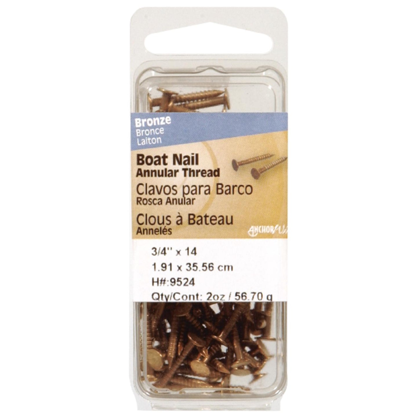Hillman 3/4 in. Boat Bronze Steel Nails, Flat Head, 2 oz Pack