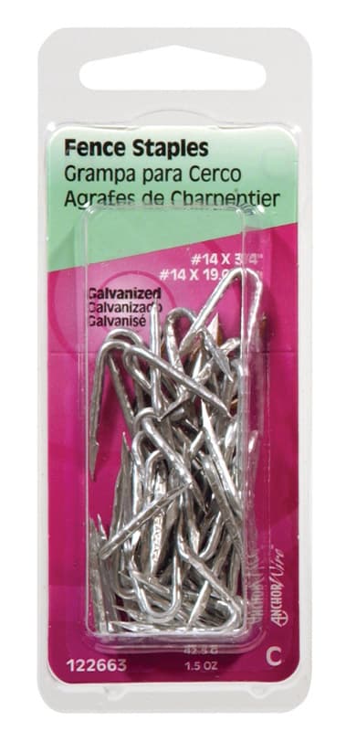 Hillman 3/4 in W x 3/4 in L Galvanized Steel Fence Staples, 14 Ga, 1.25 oz