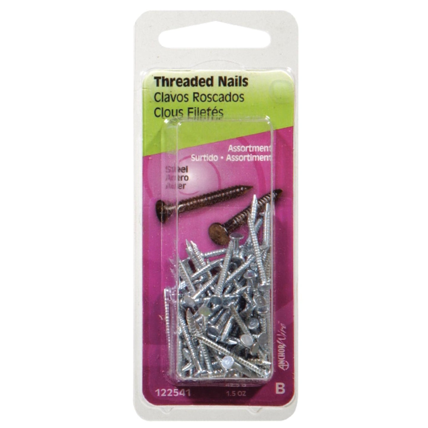 Hillman 1-3/4 in. Threaded Bright Steel Nail, Flat Head