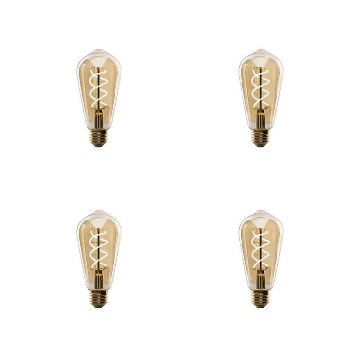 Feit Electric 60-Watt Equivalent ST19 Dimmable Amber Glass Vintage Edison LED Light Bulb with Spiral Filament Warm White (4-Pack)