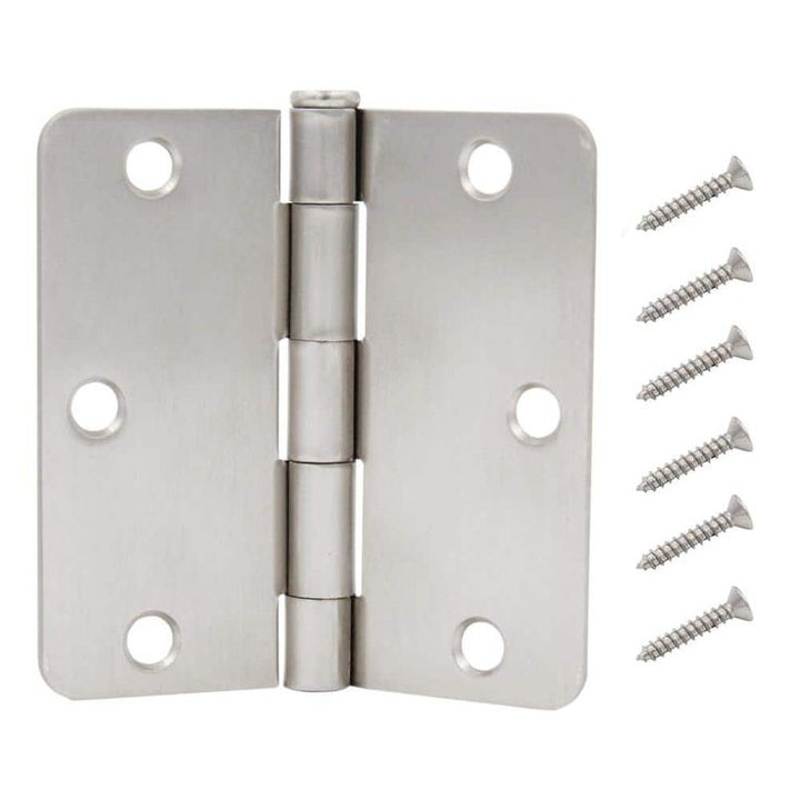 3-1/2 in. Satin Nickel 1/4 in. Radius Door Hinges Value Pack (3-Pack)