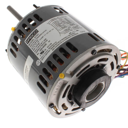 Fasco D701 blower motor - side view (Type: Permanent Split Capacitor; Voltage: 115V)