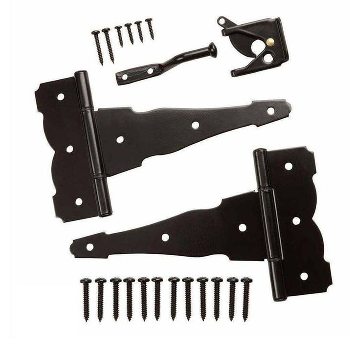 Everbilt Black Stainless Steel Decorative Gate Hinge and Latch Set