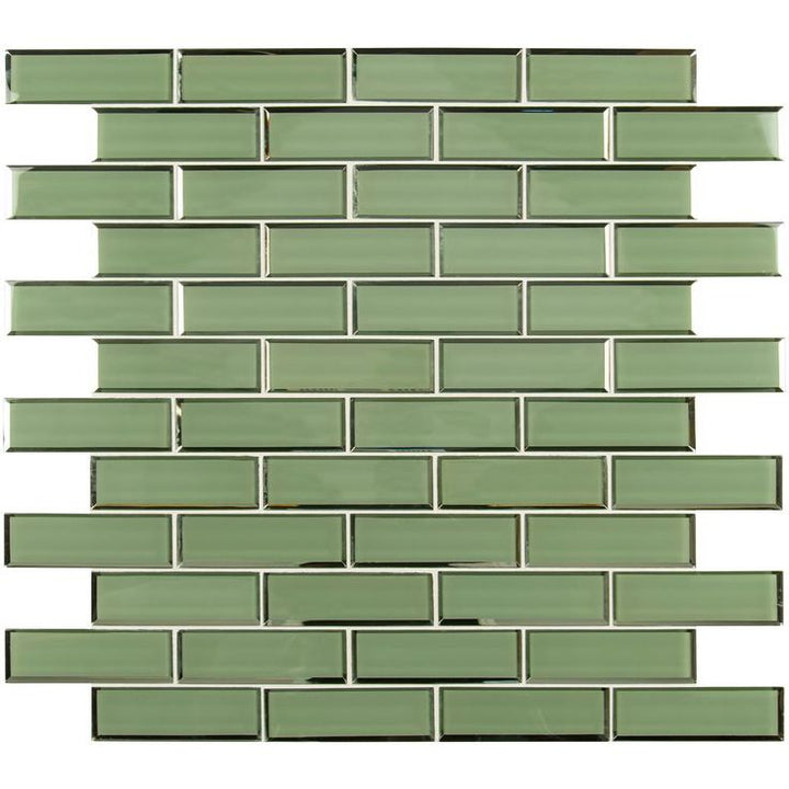 MSI Evergreen Textured Beveled Subway 11.73 in. x 11.73 in. x 8mm Glass Mesh-Mounted Mosaic Wall Tile (9.6 sq. ft. / case)