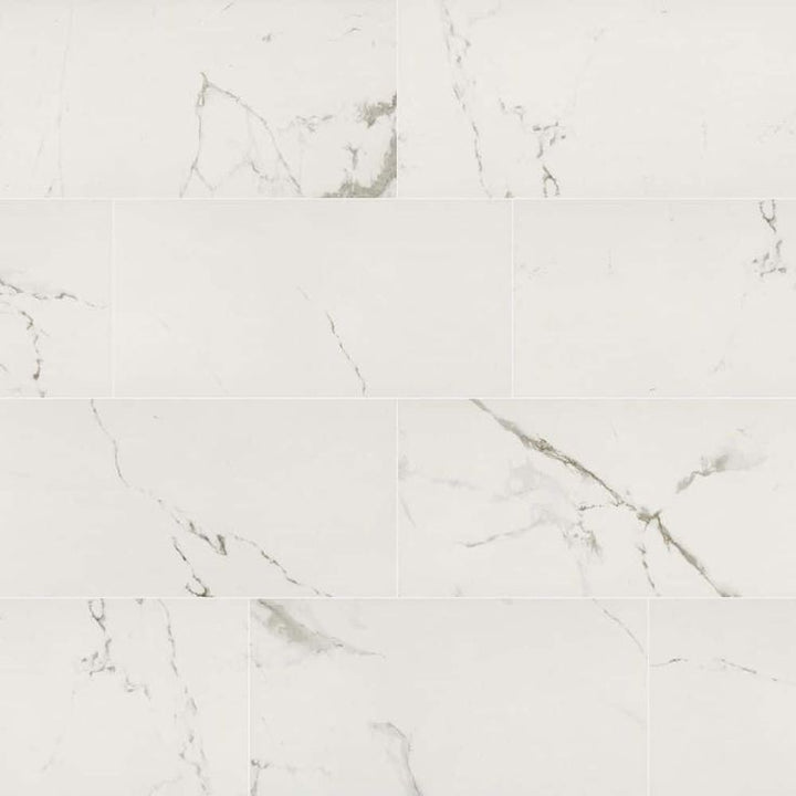 Carrara White 12 in. x 24 in. Matte Porcelain Stone Look Floor and Wall Tile (16 sq. ft./Case)