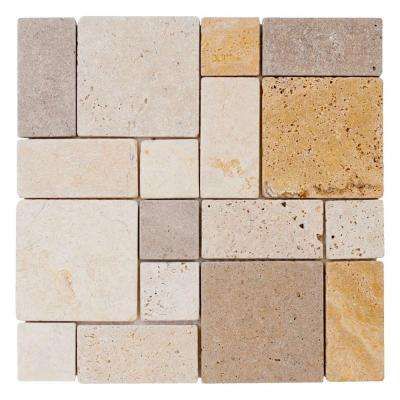 Jeffrey Court Brick Medley 11.875 in. x 11.875 in. x 9 mm Honed Travertine Mosaic Floor and Wall Tile
