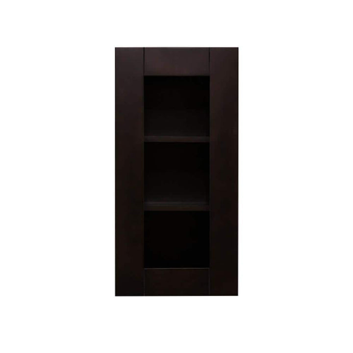 LIFEART CABINETRY Anchester Assembled 15 in. x 30 in. x 12 in. Wall Mullion Door Cabinet with 1 Door 2 Shelves in Dark Espresso