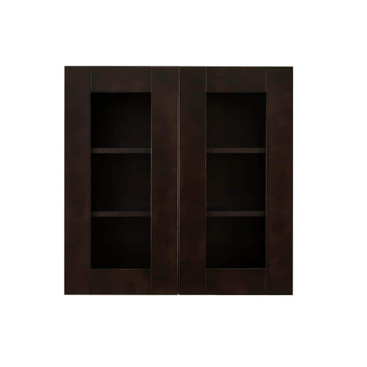 LIFEART CABINETRY Anchester Assembled 30 in. x 36 in. x 12 in. Wall Mullion Door Cabinet with 2 Doors 2 Shelves in Dark Espresso