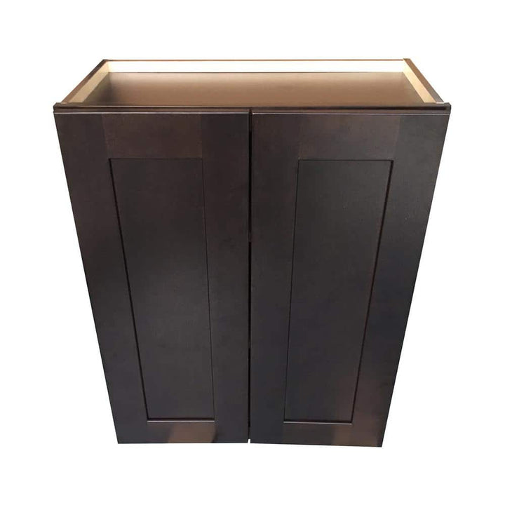 Plywell Ready to Assemble 27x30x12 in. Shaker Double Door Wall Cabinet with 2 Adjustable Shelves in Espresso