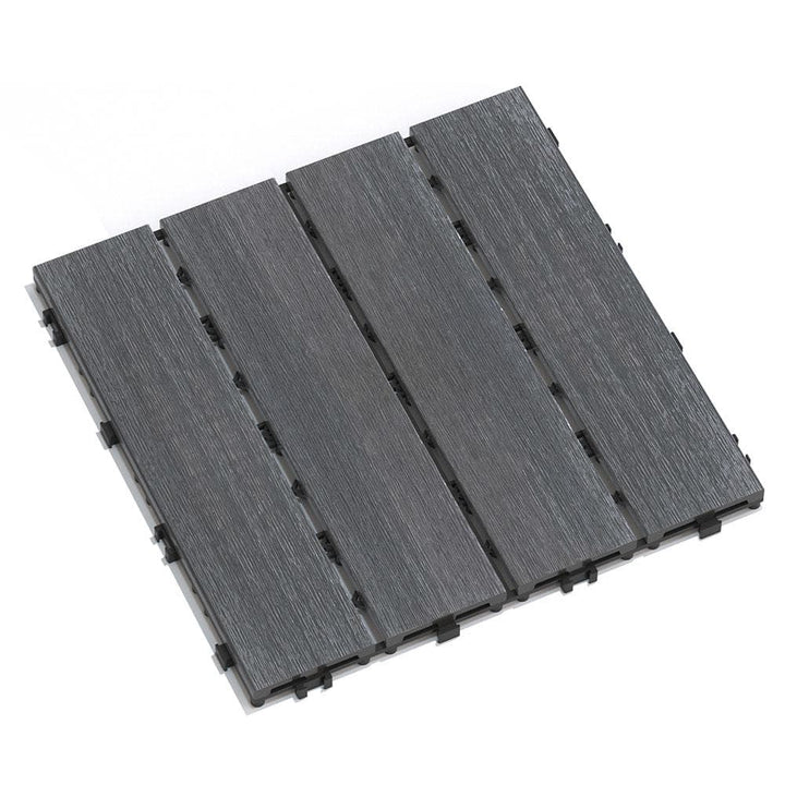 Afoxsos 1 ft. x 1 ft. Plastic Composite Deck Tile Set, All-Weather Easy to DIY and Maintain, Ash Grey (22-Pack)