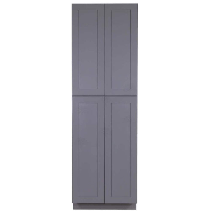 LIFEART CABINETRY Lancaster Gray Plywood Shaker Stock Assembled Tall Pantry Kitchen Cabinet 30 in. W x 90 in. H x 27 in. D