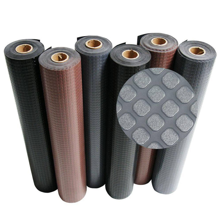 Rubber-Cal "Block-Grip" 4 ft. x 12 ft. Dark Gray Commercial PVC Flooring
