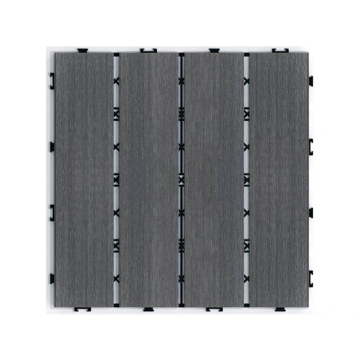 Tidoin Outdoor 1 ft. x 1 ft. Composite Deck Tile in Dark Gray(11 Per Box)