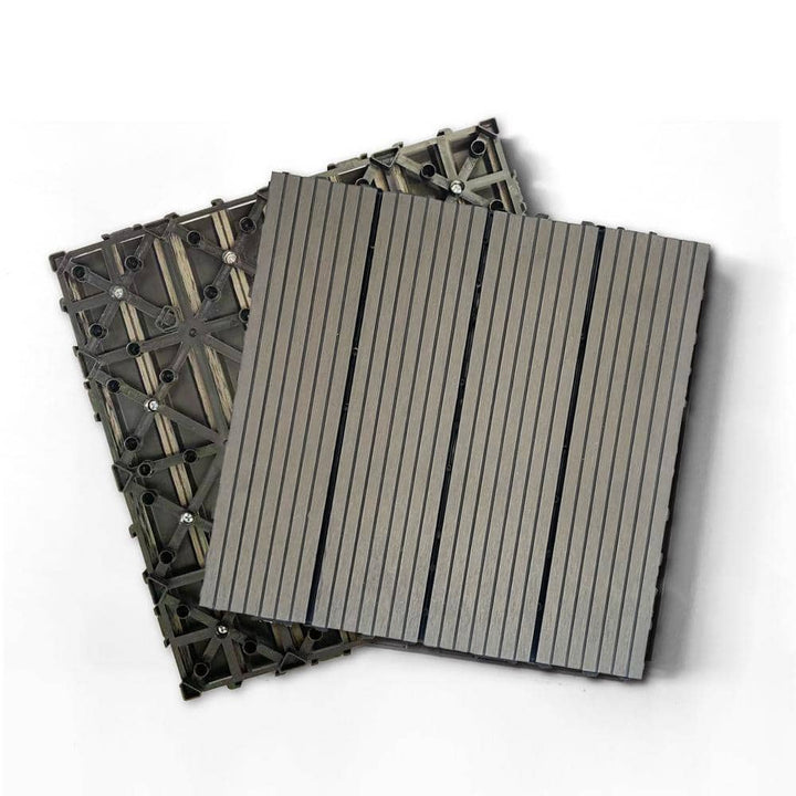 Tidoin Outdoor 1 ft. x 1 ft. Composite Deck Tile in Dark Gray(20 Per Box)