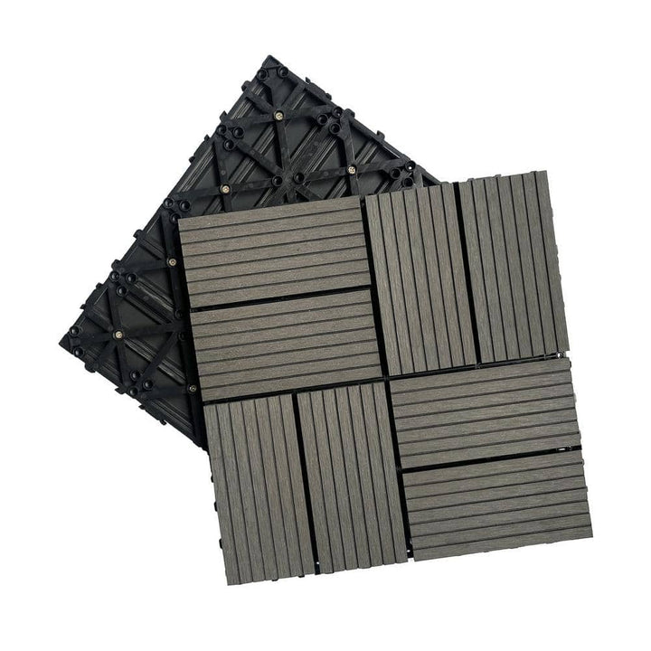 Tidoin Outdoor 1 ft. x 1 ft. Composite Deck Tile in Dark Gray(20 Per Box)
