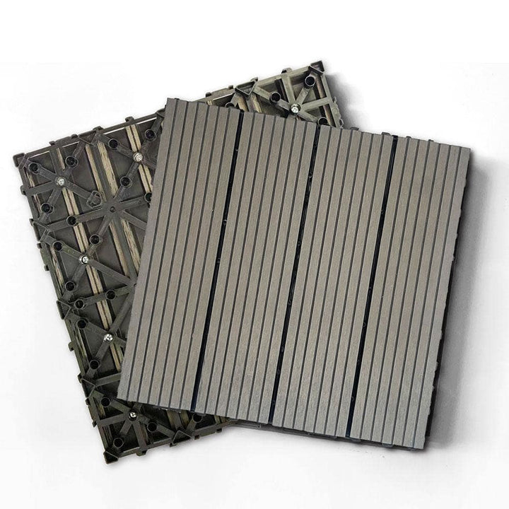Afoxsos 1 ft. x 1 ft. Dark Gray Plastic Composite Deck Tiles Set, All-Weather Resistant, Easy to DIY and Maintain (20-Pack)