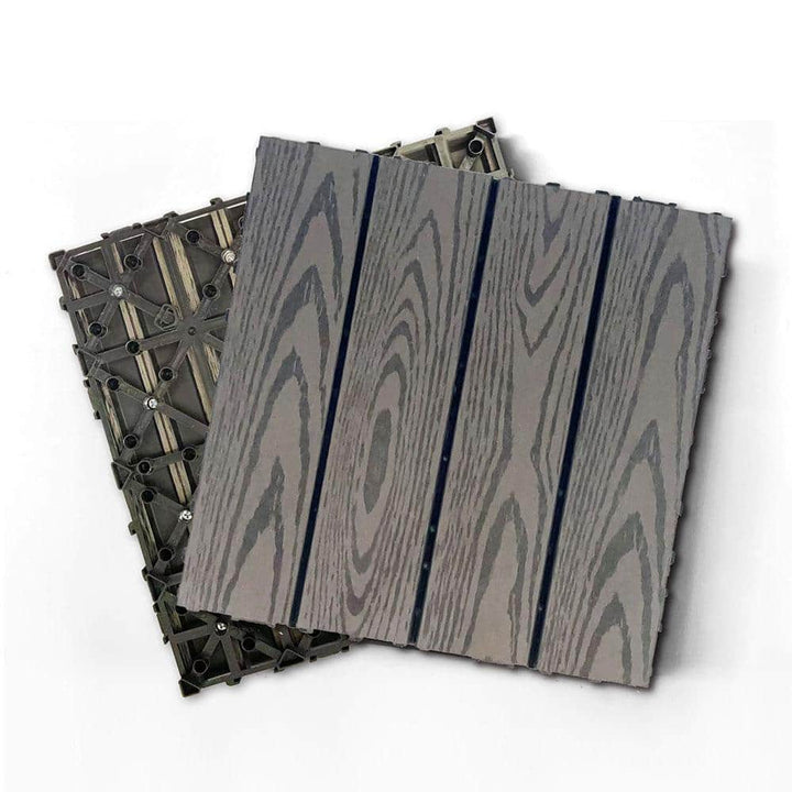 Afoxsos 1 ft. x 1 ft. Wood Plastic Composite Deck Tile, All-Weather for Indoor and Outdoor in Dark Grey (20-Pack)