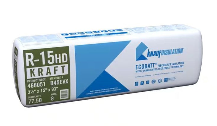 Knauf Insulation Ecobatt R-15 HD Kraft Faced Fiberglass Insulation Batts 3.5