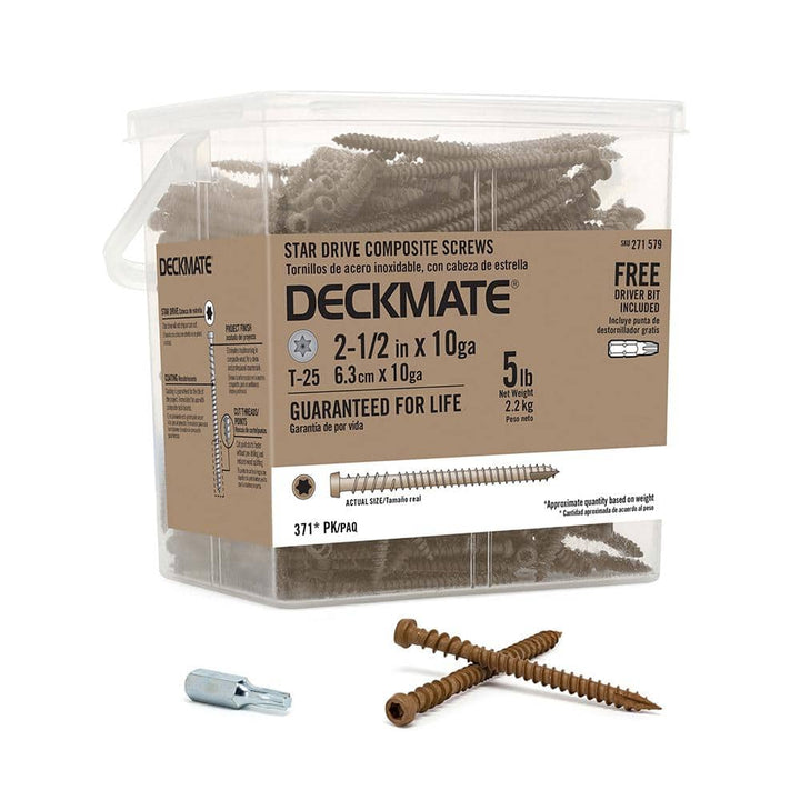 DECKMATE 10 x 2-1/2 in. Brown Pan-Head Composite Deck Screws 5 lbs.-Box (371-Piece)